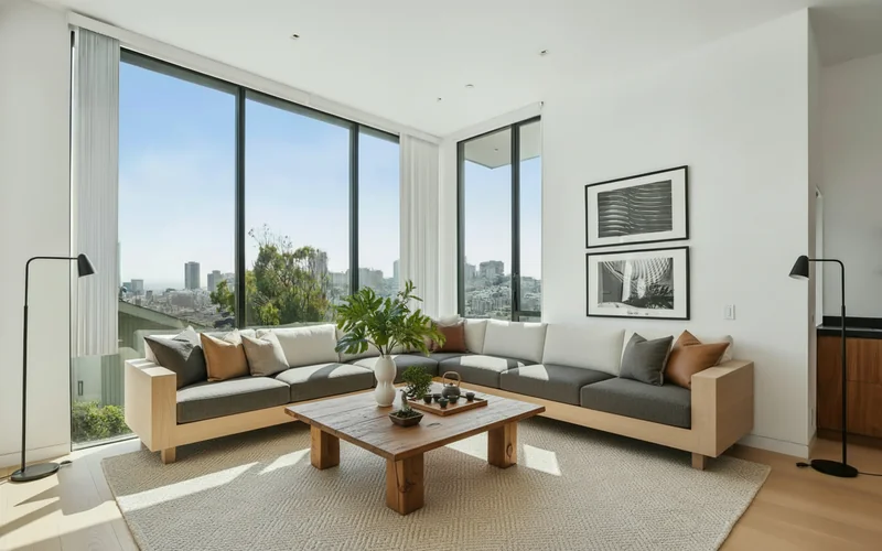 Let's replace the sofa and coffee table with a set of Japanese style furnitures