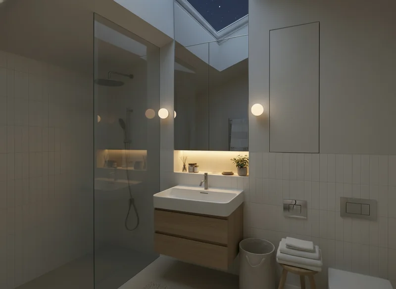 Convert this daytime photo to a beautiful evening scene. turn on all interior lights bedroom, and enhance lighting on all ...