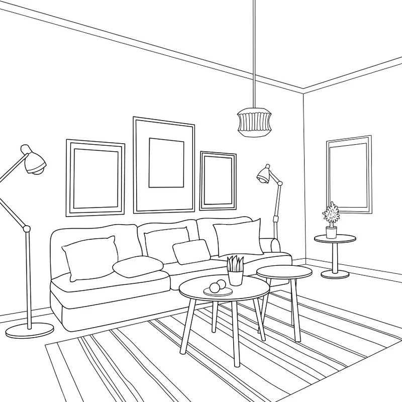 Empty living room before staging