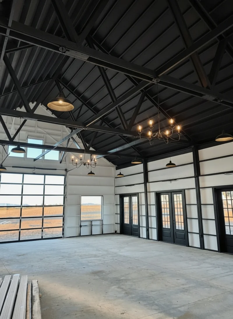 Paint the ceiling black and the doors black