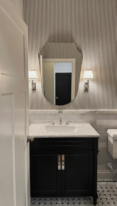 Remove the person from the mirror reflection