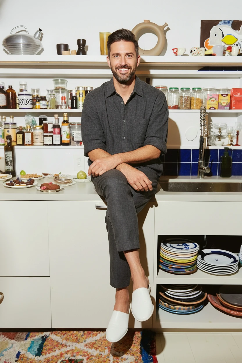 change the person in the photo into a man