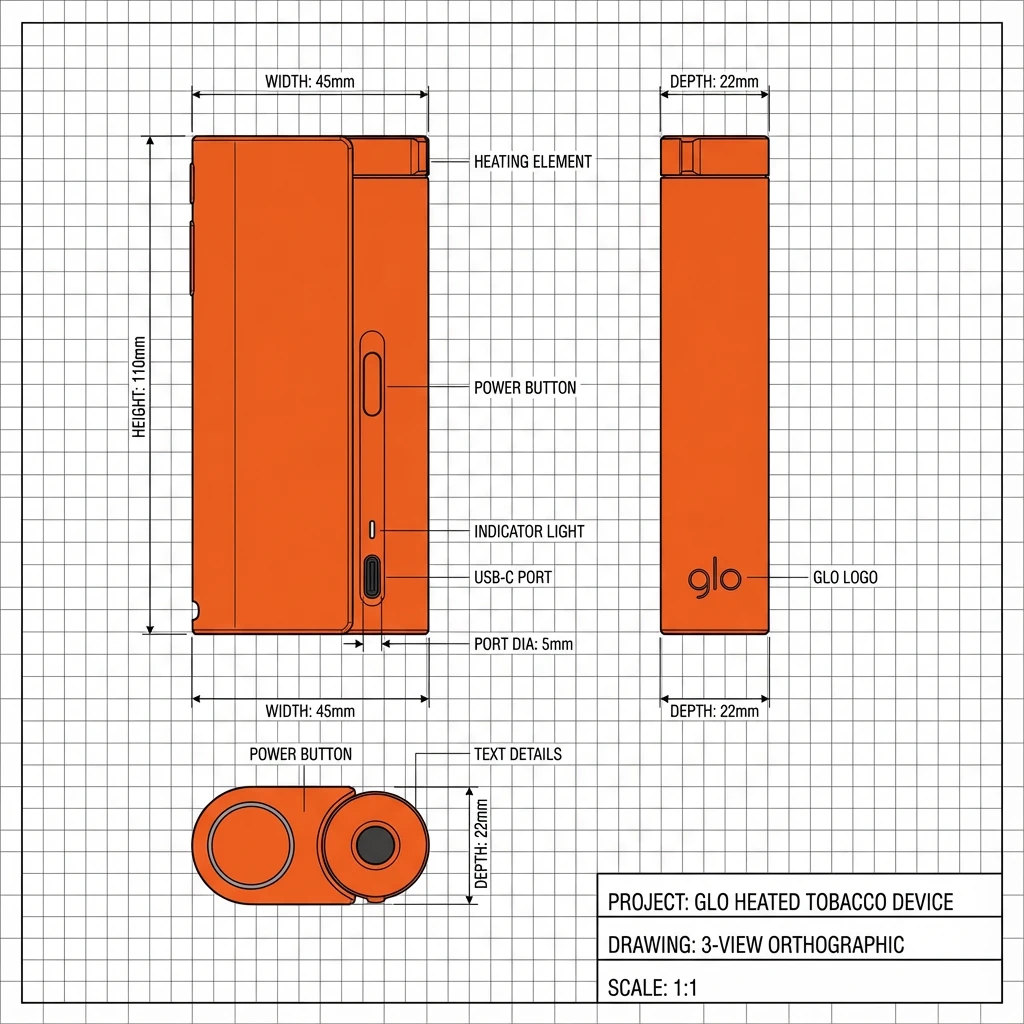 Create a technical drawing of this battery with 3 views.