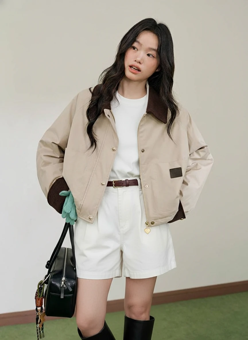 Replace the outfit of image 1, with the full outfit from reference image 2 with all details/features. only change the outf...