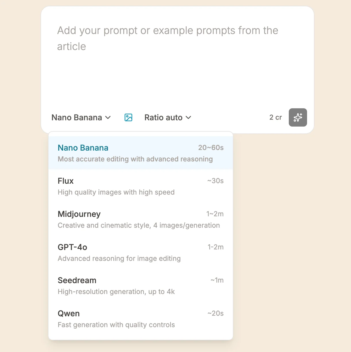 Prompt Composer Interface on Bananadesigner.com