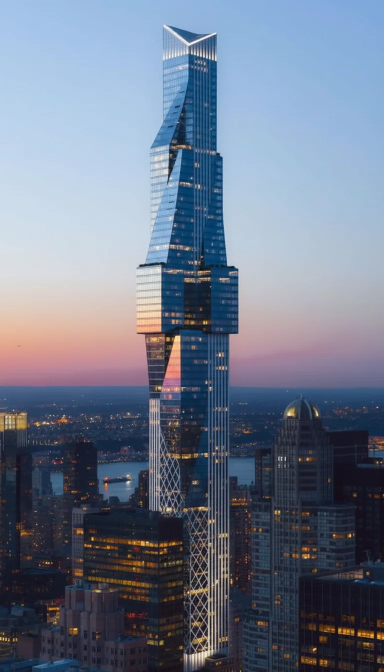 Contemporary architectural visualization with clean lines and modern materials