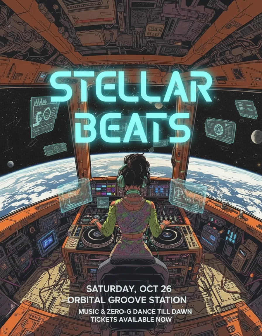 Eye-catching event poster design with bold graphics and clear information hierarchy